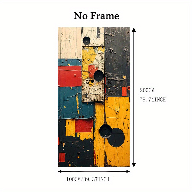 TEMU 1pc 39.37x78.74in Abstract Geometric Canvas Wall Art - Vibrant Color Block Modern Painting For Living Room, Bedroom, Kitchen Decor - Unframed