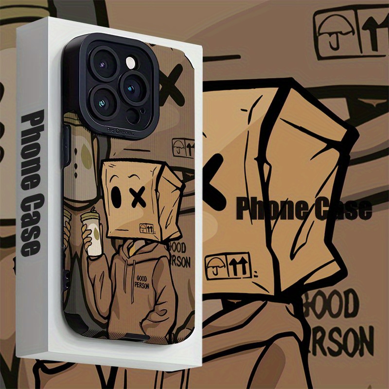 Cartoon Headed Box Boy Phone Case for iPhone 16/16Plus/16Pro/16ProMax/for iPhone 15/15Plus/15Pro/15ProMax/for iPhone 14/14Plus/14Pro/14ProMax/for iPhone 13/13Pro/13ProMax/for iPhone 12/12Pro/12ProMax, for iPhone 11/11/11Pro Max/for iPhone 7/8/for iPhone x/xs, Dirt Resistant and Anti-Fall