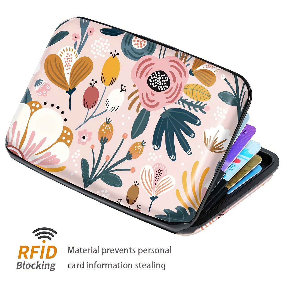 TEMU Rfid Blocking Metal Credit Card Holder Wallet With Anti-theft - Slim Hard Shell Suitable For , Retro -coated Id Slot & Card, Compact Travel