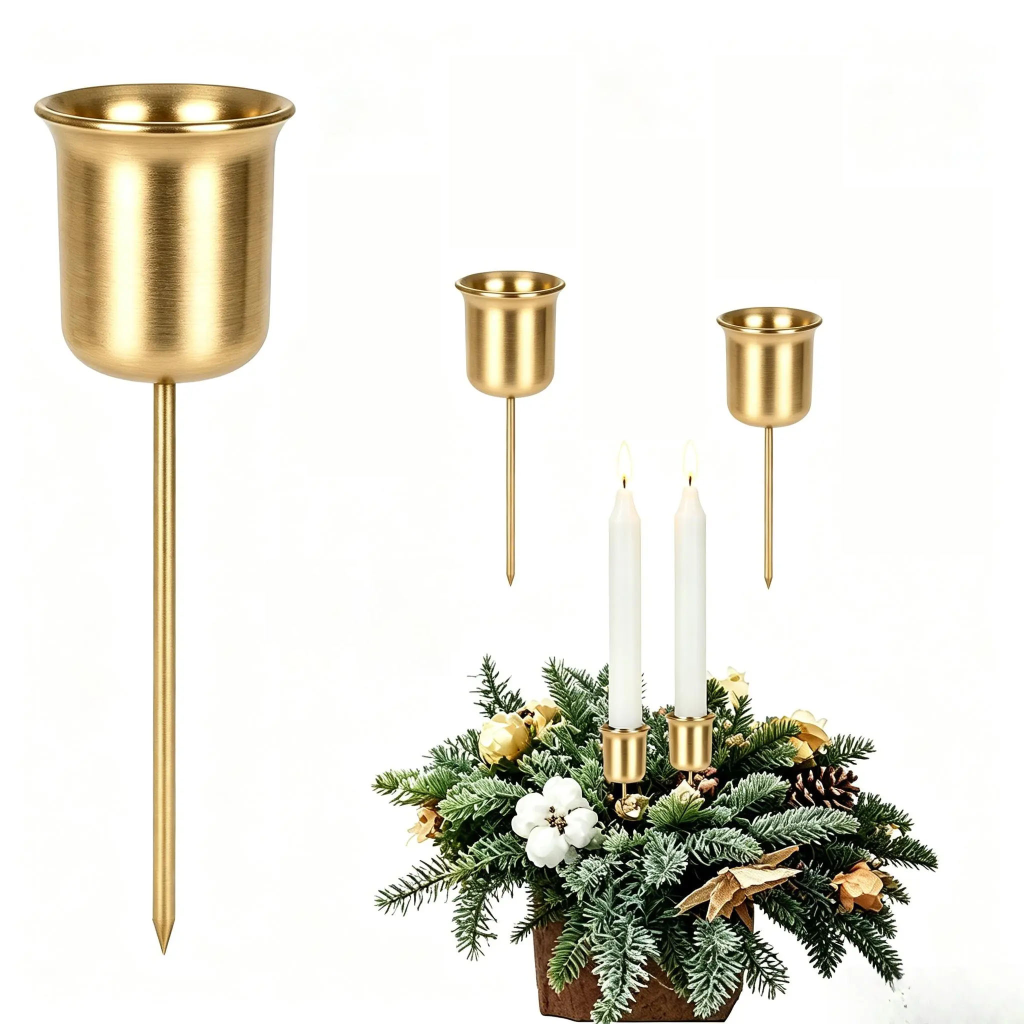 TEMU 3/5pcs Candlestick Set, Metal Taper Candle Holders, Advent Candlesticks, High-quality Candle Holders, Perfect For Christmas, Halloween, Advent,