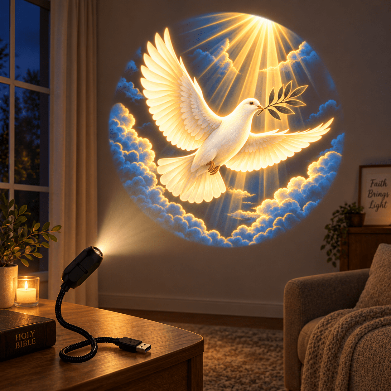 TEMU 1pc, Usb Projection Lamp With And Clouds Artwork, Flexible Gooseneck Wall & Ceiling Projector Night Light For Bedroom, Dorm And Living Room,