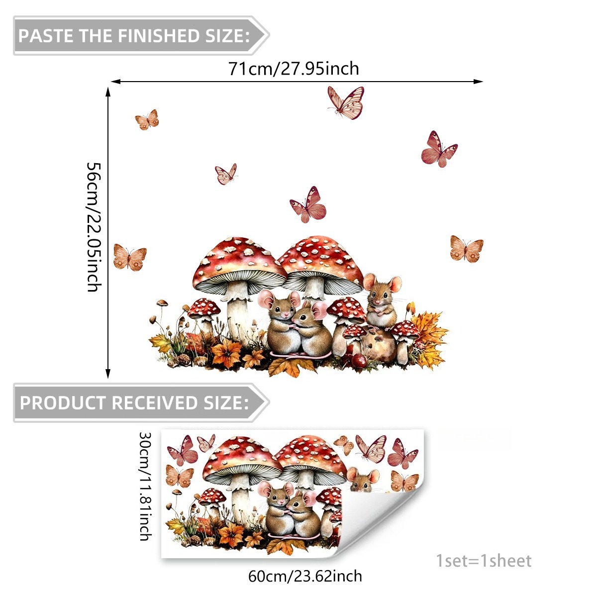 TEMU 2d Flat, 2d Flat Glass Stickers Autumn Mushroom Mouse & Series Static Cling Window Decals Double Sided Glass Stickers For Home & Shop Window