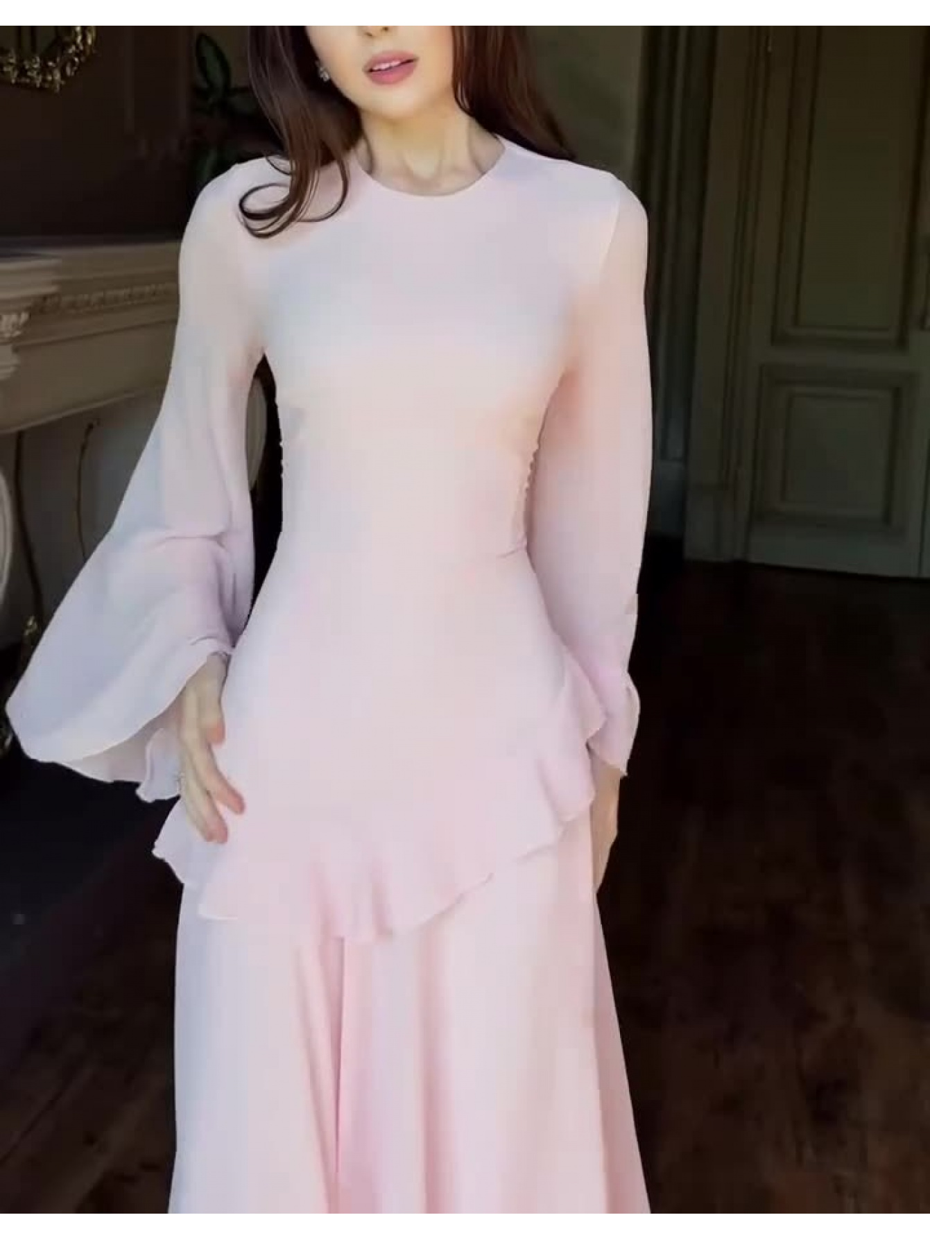 knee length dresses for ladies AMANI Maxi Dress - Elegant Modest Wrap Long Sleeve Everyday Linen, Comfortable, Work, Daily, Set Store Near Me | United States, US Delivery main image 1