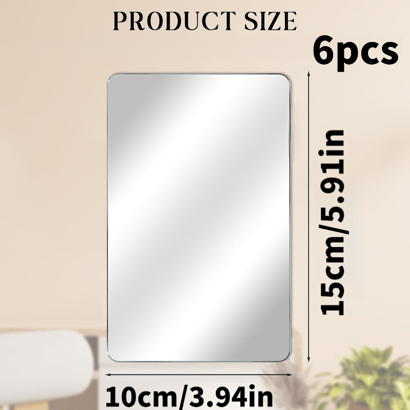6pcs Self-adhesive Removable Acrylic Mirror Wall Stickers, Shatterproof Wall Decor Mirrors, Suitable For Bathrooms, Toilets, Tv Background Walls, And Behind Doors, Measuring 9.91x14.99cm.