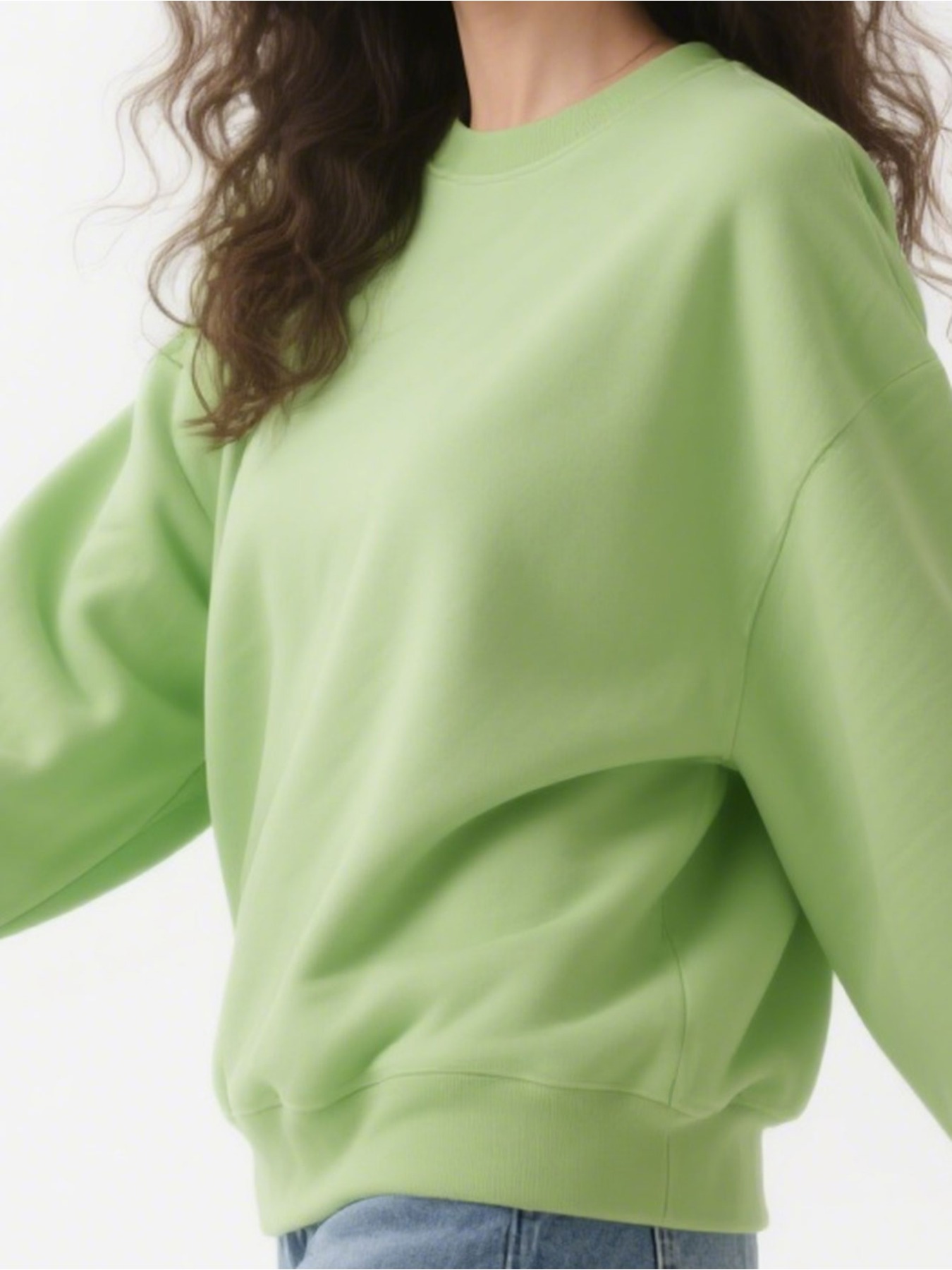 womens lime green oversized round neck sweatshirt soft Temu Chile