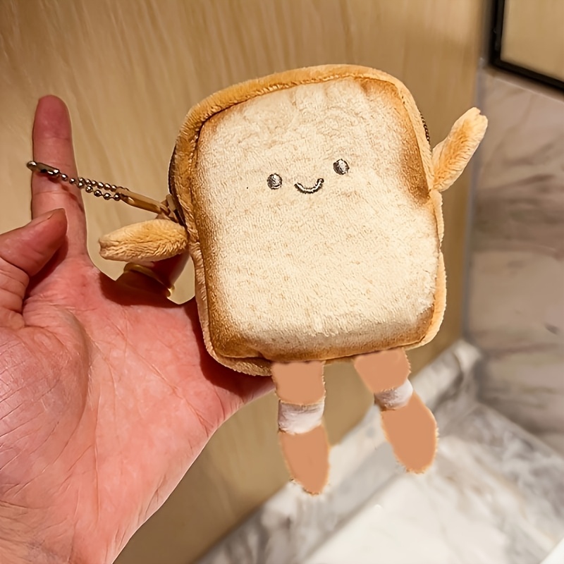 Image of Toast Shape Coin Purse, Cute Cartoon Earphone Bag, Portable Small Storage Bag, Women's Fashion Additions Wallet