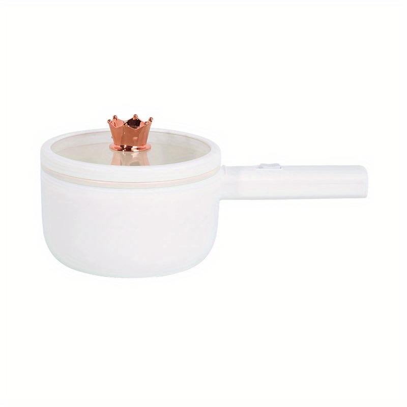   hot pot electric 1 6l   glaze non stick frying pan portable travel cooker with steamer for ramen steak fried rice oatmeal soup with   control white