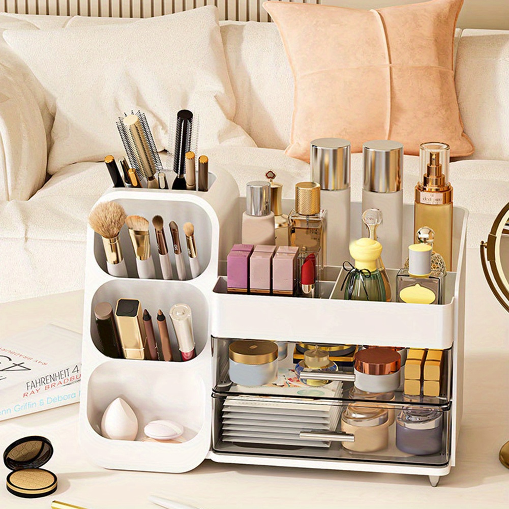 plastic desktop organizer makeup organizer box with drawers makeup storage box dustproof cosmetic display case for lipstick makeup brush Product details 6