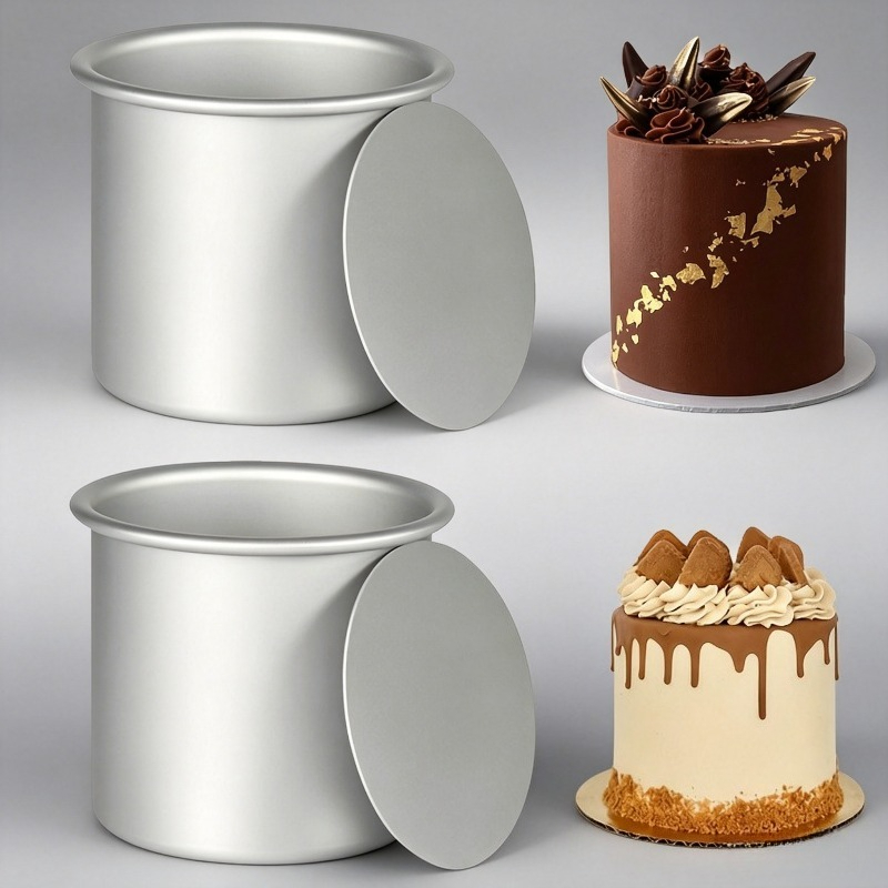 TEMU 4.61-inch Round Deepened Cake Mold - Muffin Baking Cup, Removable Bottom, Made Of Aluminum, Easy To Remove Mold, Suitable For Oven Baking Round