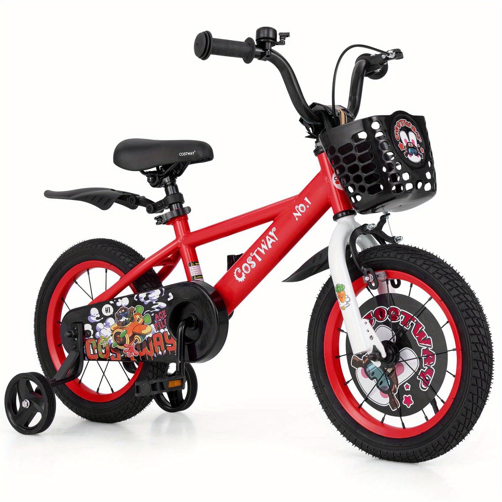 TEMU Vélo pour enfant LIFEZEAL 14" avec et selle réglables en hauteur & frein à main