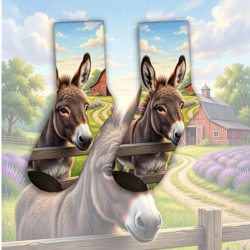 TEMU A Unique Pair Of Socks Designed With Cute Donkey For Women And Men, Sock | Ideal For Party Costume, Gifts, Daily Wear
