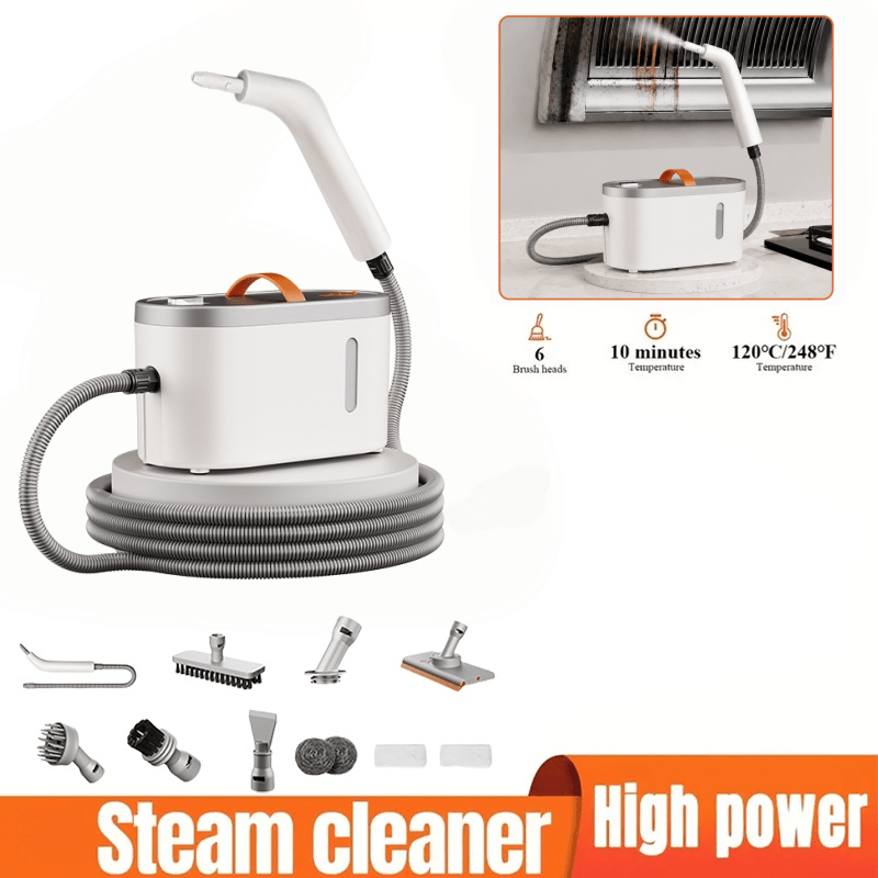 Image of 950ml Fast Heating Handheld Steam Cleaner With 6 Multifunctional Steam Heads, Large Capacity And Dual Safety Automatic Protection (kitchen, Sofa, Floor, Bathroom, Air Conditioning, Refrigerator, Cars)