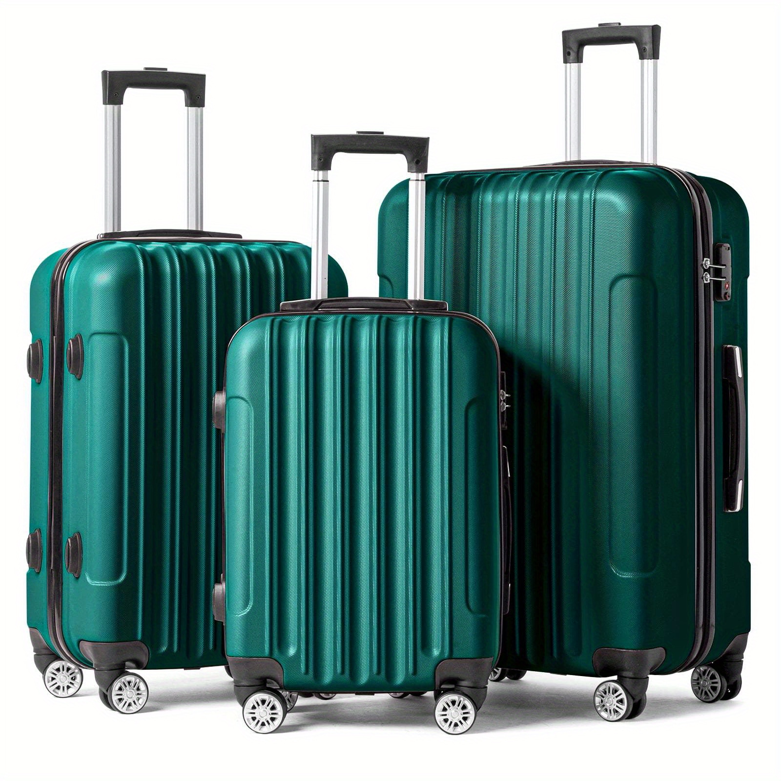 TEMU Of 3 Suitcases In Sizes 20, 24, And 28 Inches, Featuring A Sturdy Hard Shell, 360-degree Spinner Wheels, Versatile Large Capacity, And