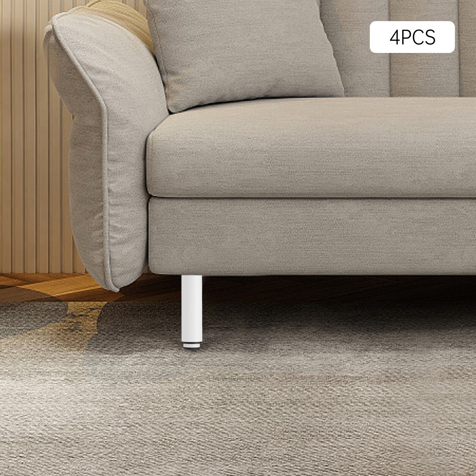 Image of Set Of 4 Adjustable Metal Furniture Legs, Heavy Duty Load Capacity White