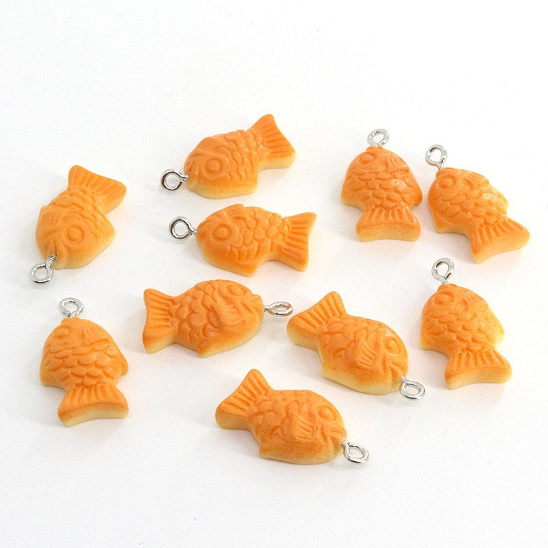 

10pcs Cute Cartoon Fish & Bread Resin Charms - Diy Earrings, Keychains & Necklaces