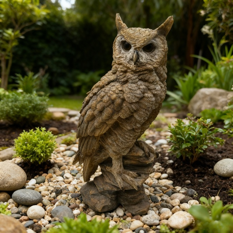 E-shop 1 Realistisches Eulen-Gartenornament | Kreative Gemischte Harz Tierhandwerk - Rustikale Halloween Deko & Vogelabwehr, Schädlingsbekämpfung für