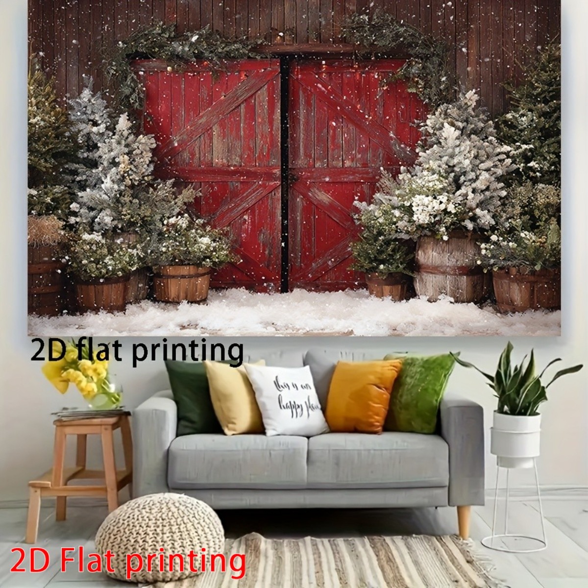 Christmas Barn Door Backdrop for Festive Decorations