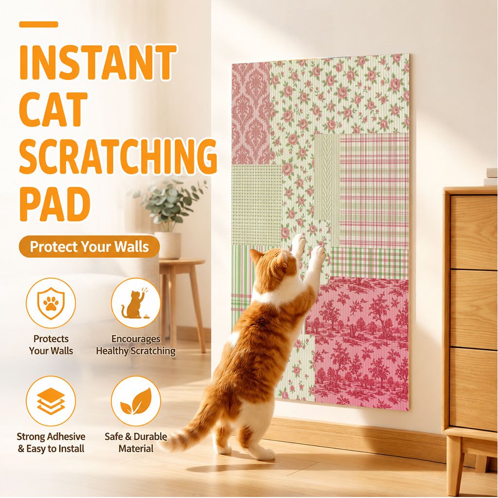 TEMU Tapis à gratter pour chat auto-adhésif à haute pour chats d'intérieur, tapis à gratter durable en polyester et planche à gratter murale pour