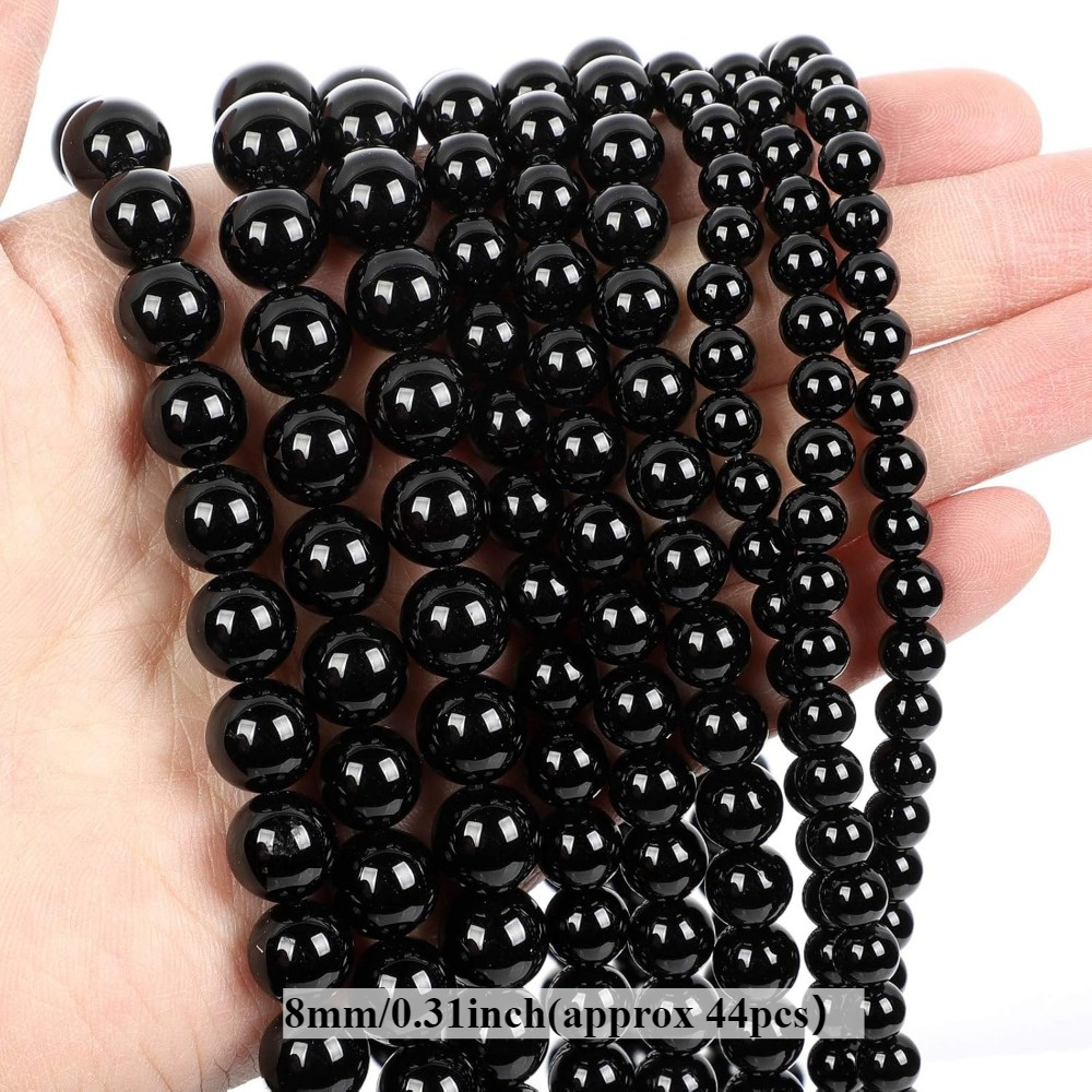 TEMU 4/6/8/10/12mm Black Agate Onyx Stone Beads Round Loose Beads For Jewelry Diy Making Necklace Bracelet Earring Accessories New Year Gifts Beads &
