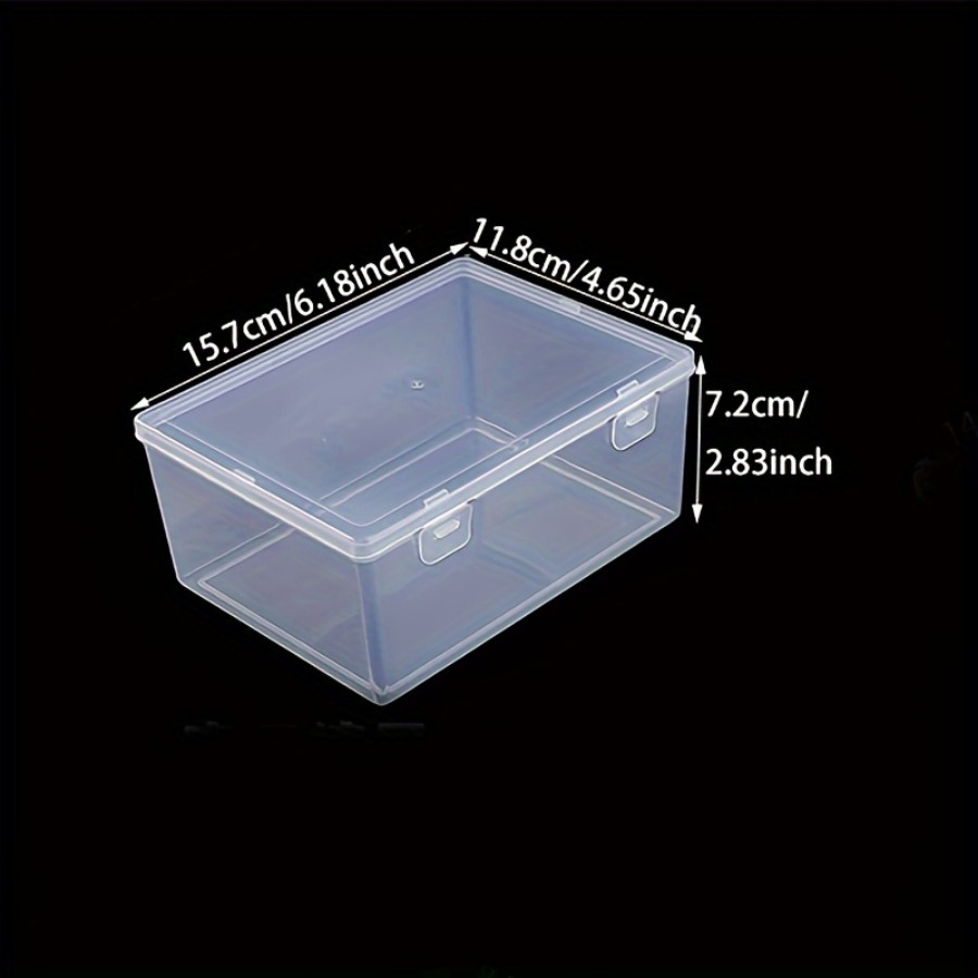 1pc Large Capacity Clear Plastic Storage Box | Rectangle Organizer With Hinged Lid | Transparent Container For Office, School, Home | Stackable Design For File, Bead, Craft, Jewelry
