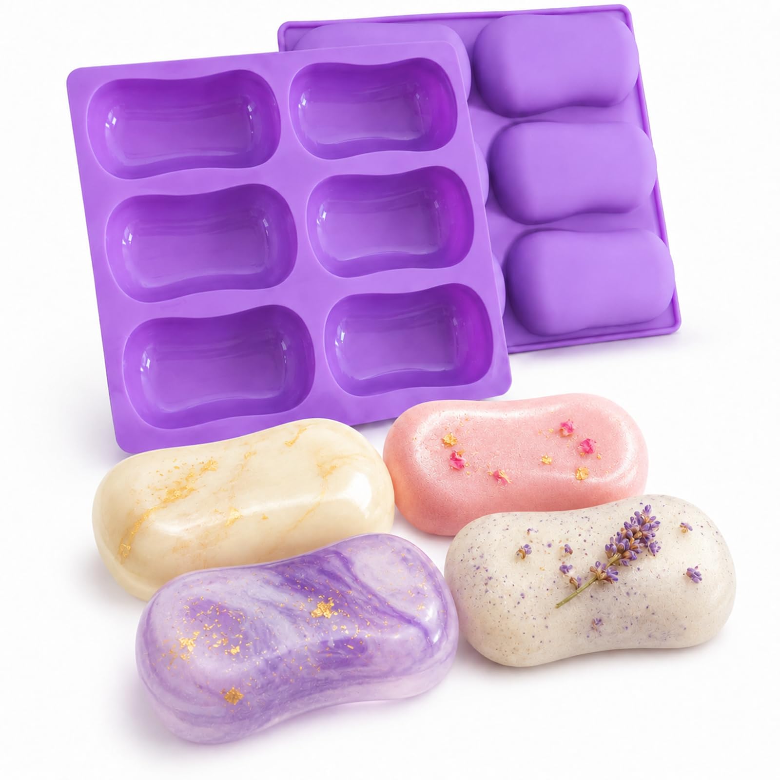 TEMU 2pcs Pillow-shaped 12-cavity Silicone Mold, Professional And Bath Making Mold, Craft Tool For Making Candles, Lotion Bars, Resin, And Wax