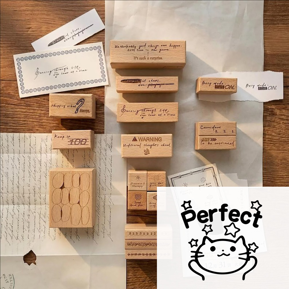 Cute Encouragement Slogans Pattern Wooden Stamp for Crafts