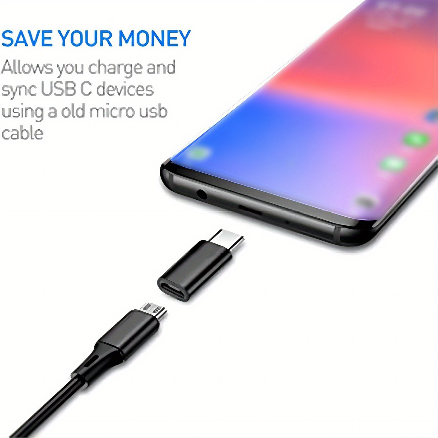 8pcs USB to USB C Adapter, USB Type C Female to USB Adapter, Micro USB to USB C Female Male Converter Connector, for Laptop Car Smartphone Headphone Mic PC