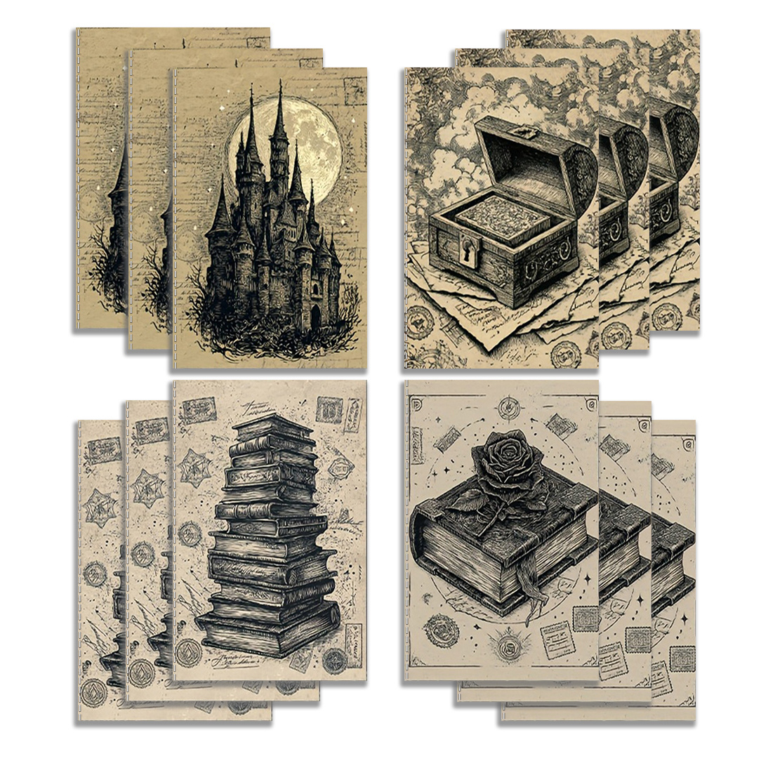 TEMU Lot de 12 carnets de poche, mini carnets avec de magique et de coffre au mystérieux de style vintage, convient aux passionnés de vintage et aux