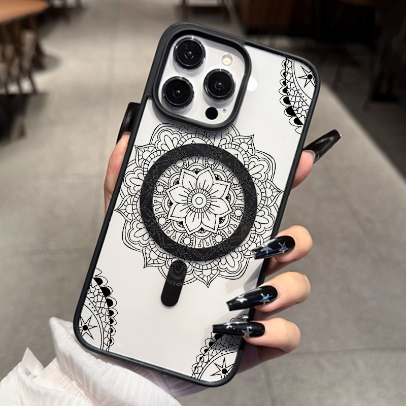TEMU Phone Case: 1 Magnetic Case, Suitable For Iphone 16 Pro Max, Mandala Pattern Magnetic Phone Case, Iphone 15/14/13 Full-coverage Drop-proof