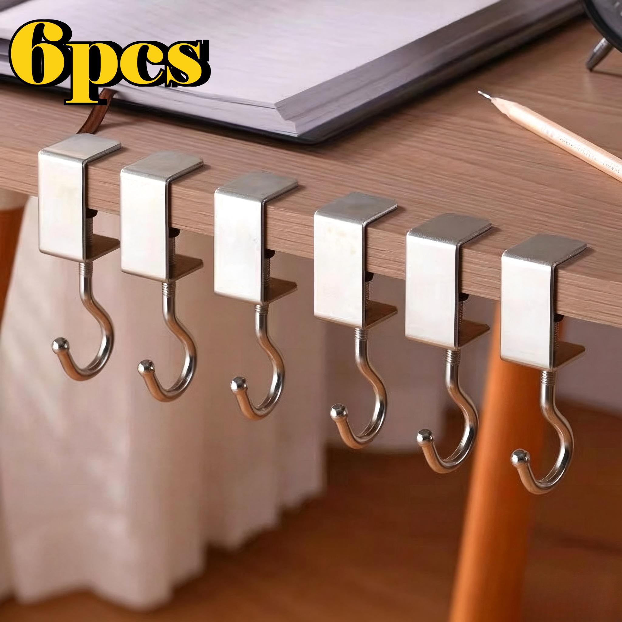 TEMU 6pcs Portable Desk Hooks, Edge-mounted Hangers, Decorative Hooks, Adjustable Desk Hooks. Suitable For Bags, Backpacks, Headphones, Keys, And