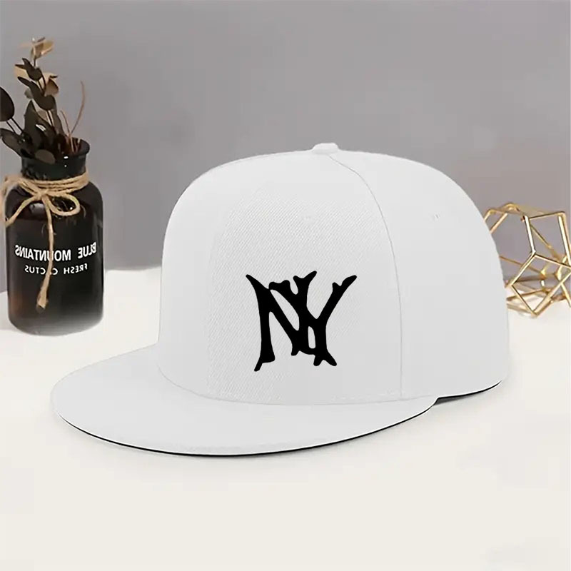 TEMU 1 Unisex Adjustable Snapback Baseball Cap With "ny" Print - Flat Brim Street Style Hip-hop Hat, Comfortable For , Multiple Colors , Breathable