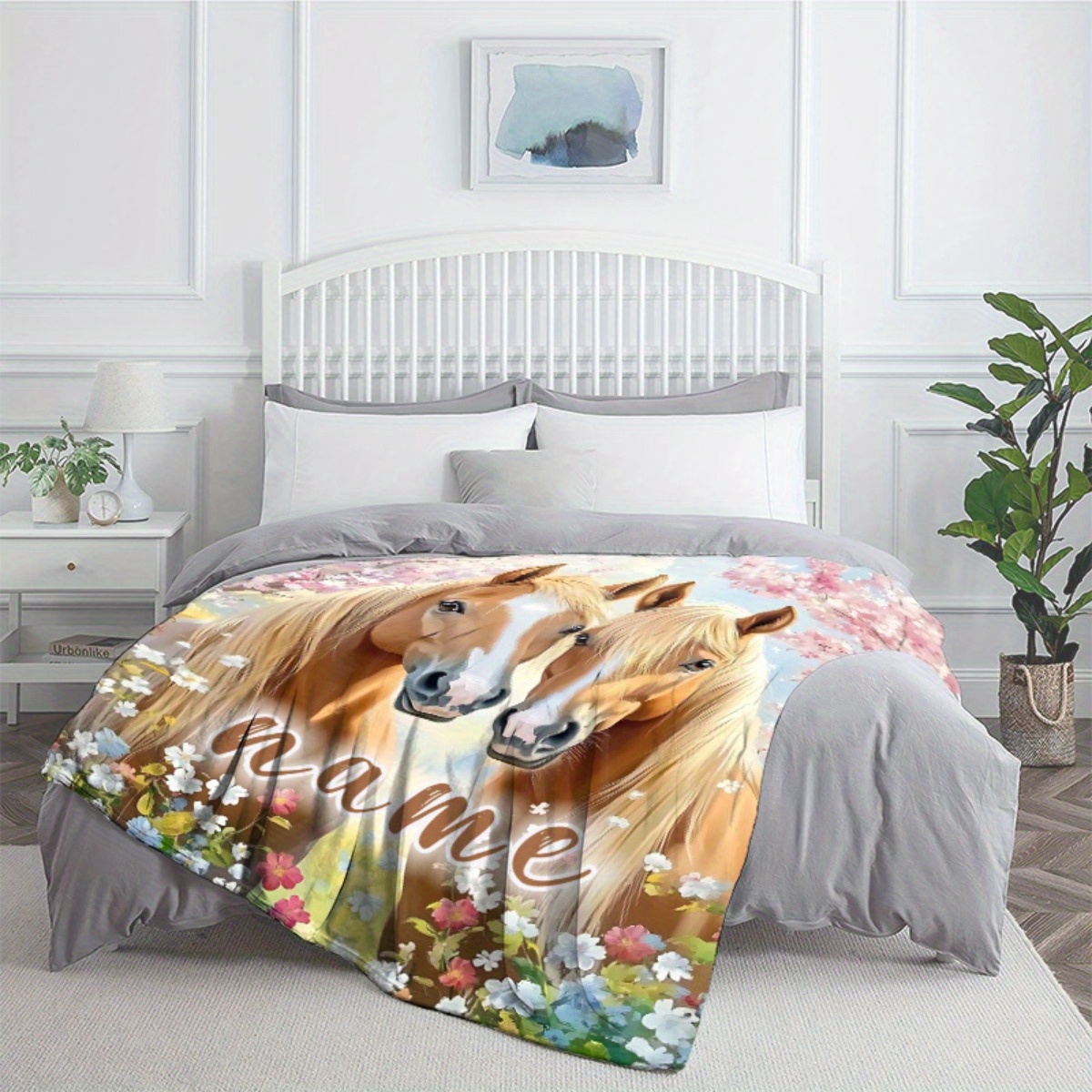 TEMU 1 couverture en flanelle douce et légère représentant gentils, personnalisable avec un nom. Idéale pour l'utilisation sur les canapés, les lits,