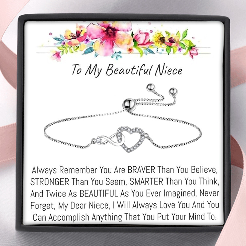 

To My Beautiful Niece Love Heart Bracelet With Card & Box, Niece Gift, Birthday Gift, Christmas Gift