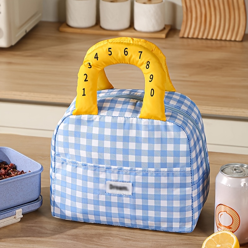 TEMU 【商品名】断熱ランチバッグ、かわいいデジタルハンドル付き断熱トートバッグ、食品を温熱または冷却、厚手アルミホイルで大容量、通勤や通学に最適、新しい日本のスタイル、国内配送（非食品接触）
