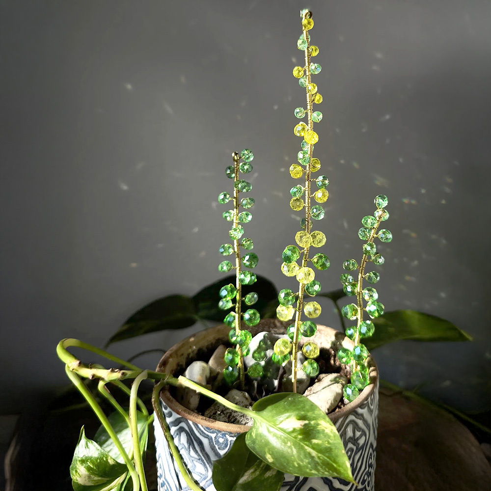 TEMU 【3D】 [3D] Ensemble de 3 tuteurs de plantes en cristal, décoration de pots de fleurs, décorations de plantes, supports de plantes en cristal,