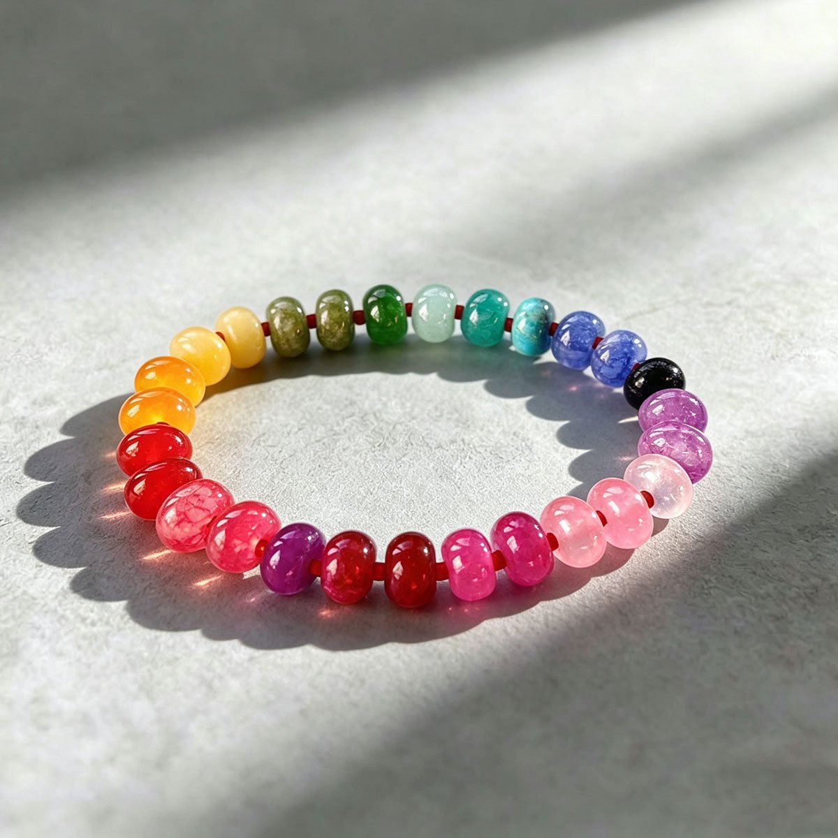 Multi-Colored Natural Stone Abacus Bead Bracelet