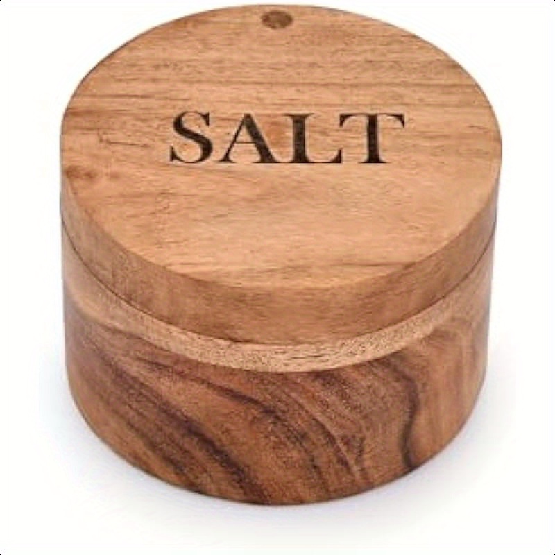 Wood Salt Box | Salt Container With Swivel Lid | Wooden Salt Cellar | Salt Jar With Built-in Spoon | Kitchen Salt Container Versatile Storage Solution