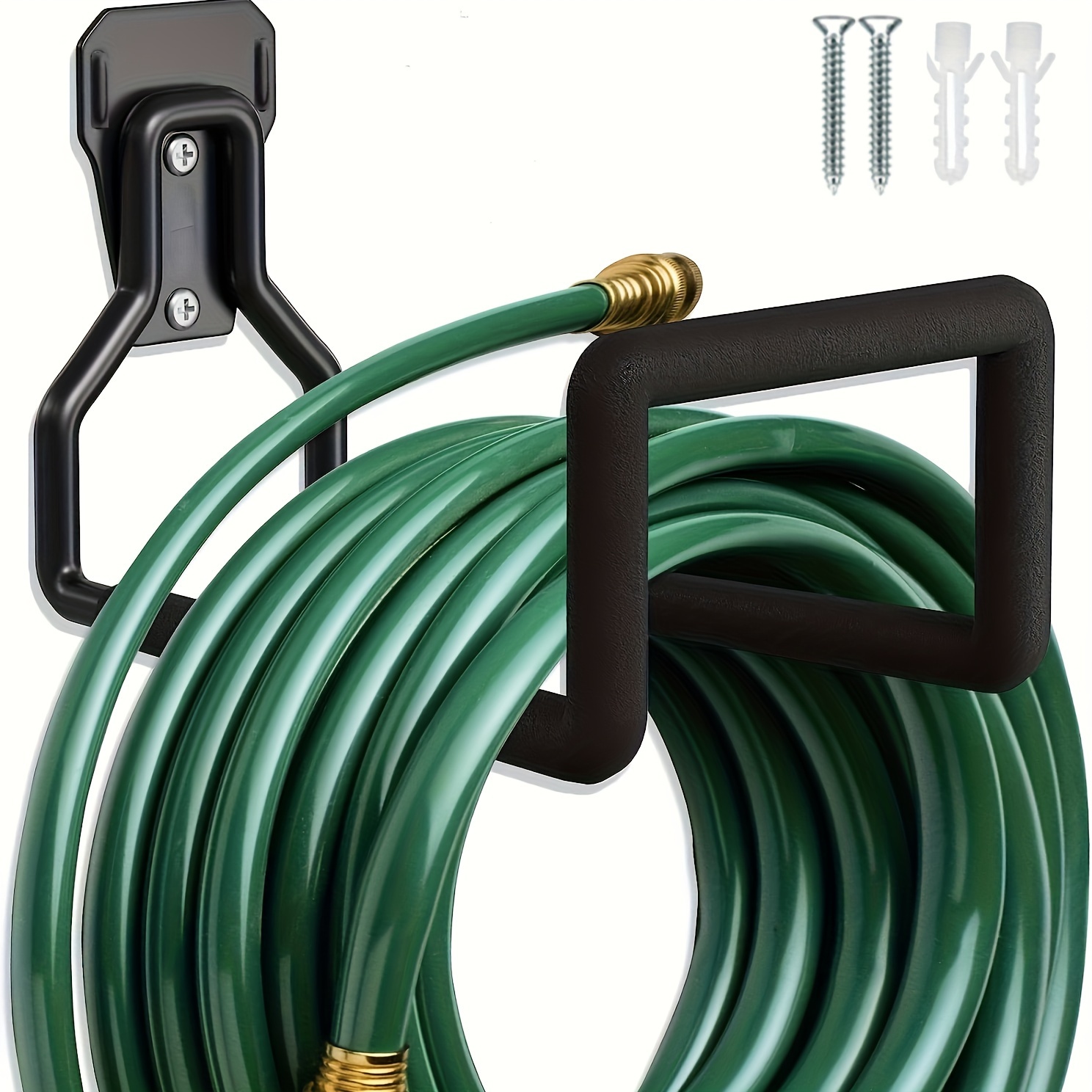 TEMU 1pc Heavy Duty Metal Garden Hose Holder, Wall Mount Hose Hanger With 2 Screws, Contemporary Style, Expandable Hose Rack Outdoor Use, Hose