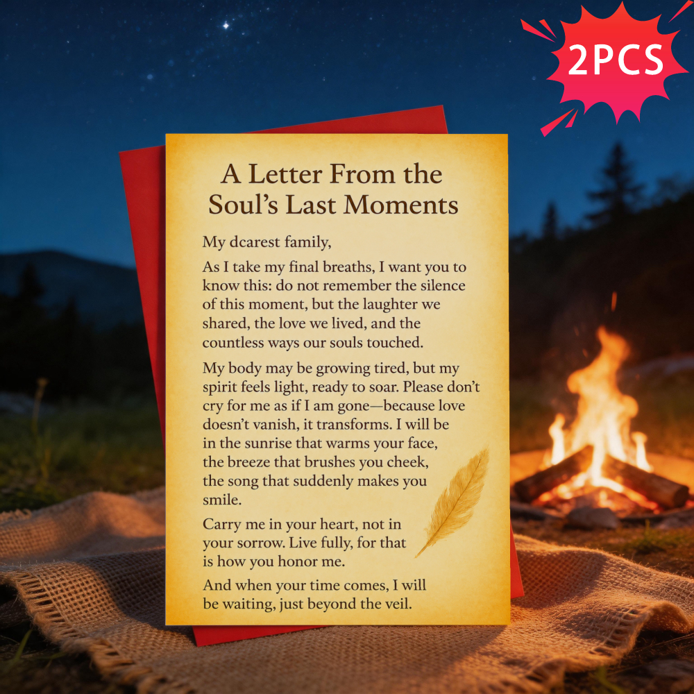 TEMU 2pcs Funny Sympathy Card With Envelope, A Letter From 's Last Moments Poem Suitable For Women, Men, Family , Or , For Sympathy, , Encouragement,