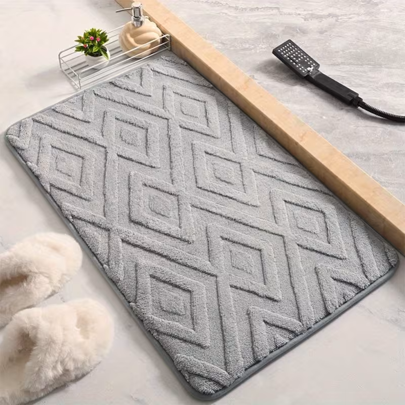 luxury plush bath rug with pvc backing quick dry absorbent knit fabric machine washable non slip bathroom mat 1055gsm 3cm thick 1pc Product details 1