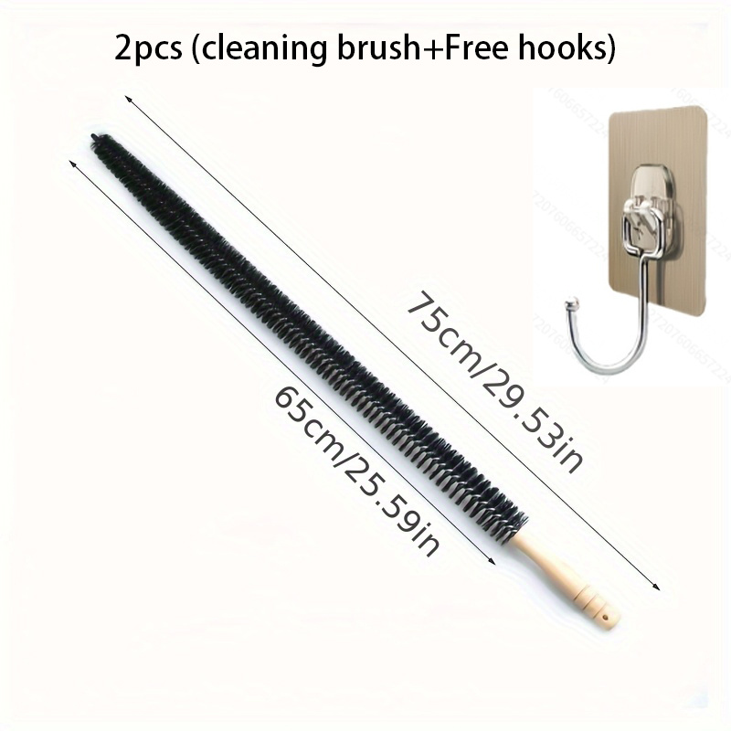 TEMU 2pcs: 1 Cleaning Brush + 1 Free Hook. Extra-long Flexible Pipe Cleaning Brush With Handle - Reusable Soft Bristles, For Household And Washing