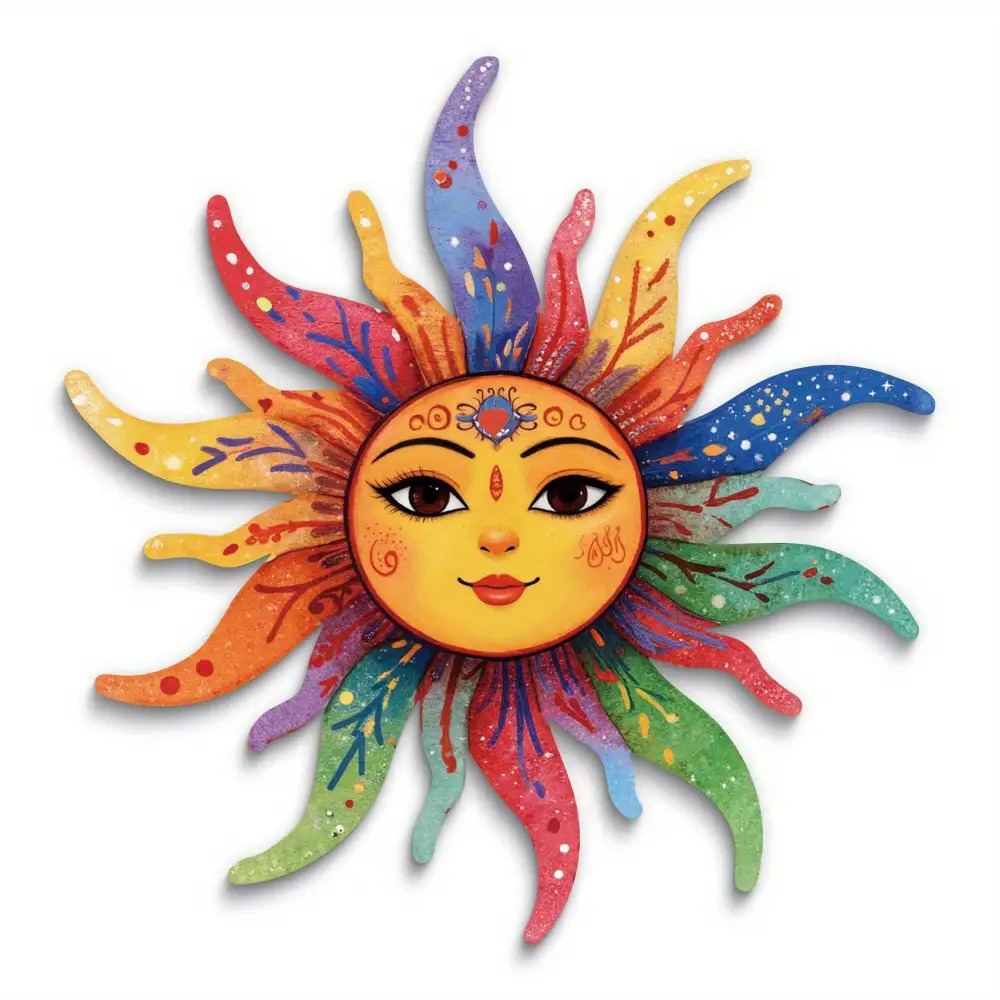 2d flat 2d flat large sun wall hanging decoration   wood composite suitable for home garden decor multi color options orange yellow       golden indoor outdoor panel with intricate   design