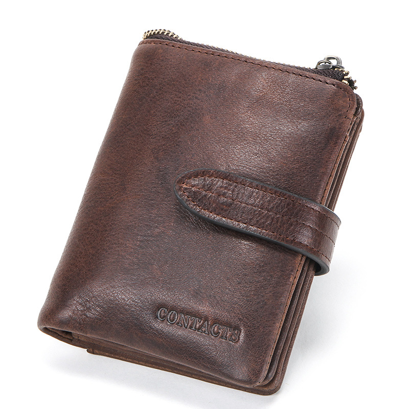 Image of Stylish Vintage Rfid-protected Genuine Leather Men's Wallet Multi-functional Card Holder Ideal For Daily Use For Christmas And Valentine's Day