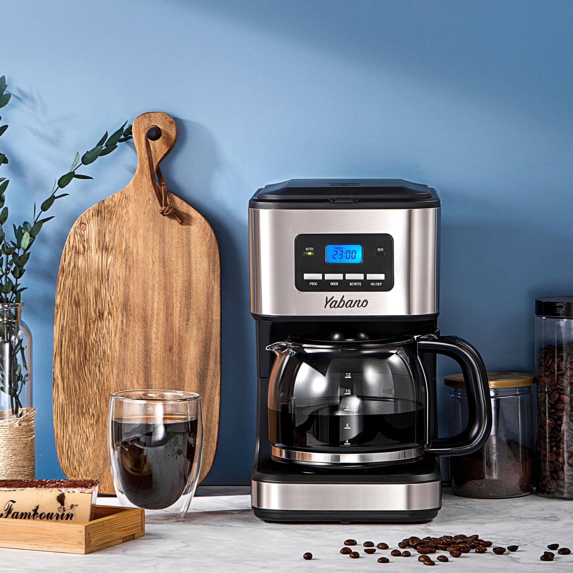 Programmable Drip Coffee Maker with 24-Hour Timer and Fast Brewing
