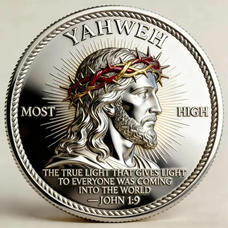 jesus token   light john 1 9 religious commemorative token for collectors 5