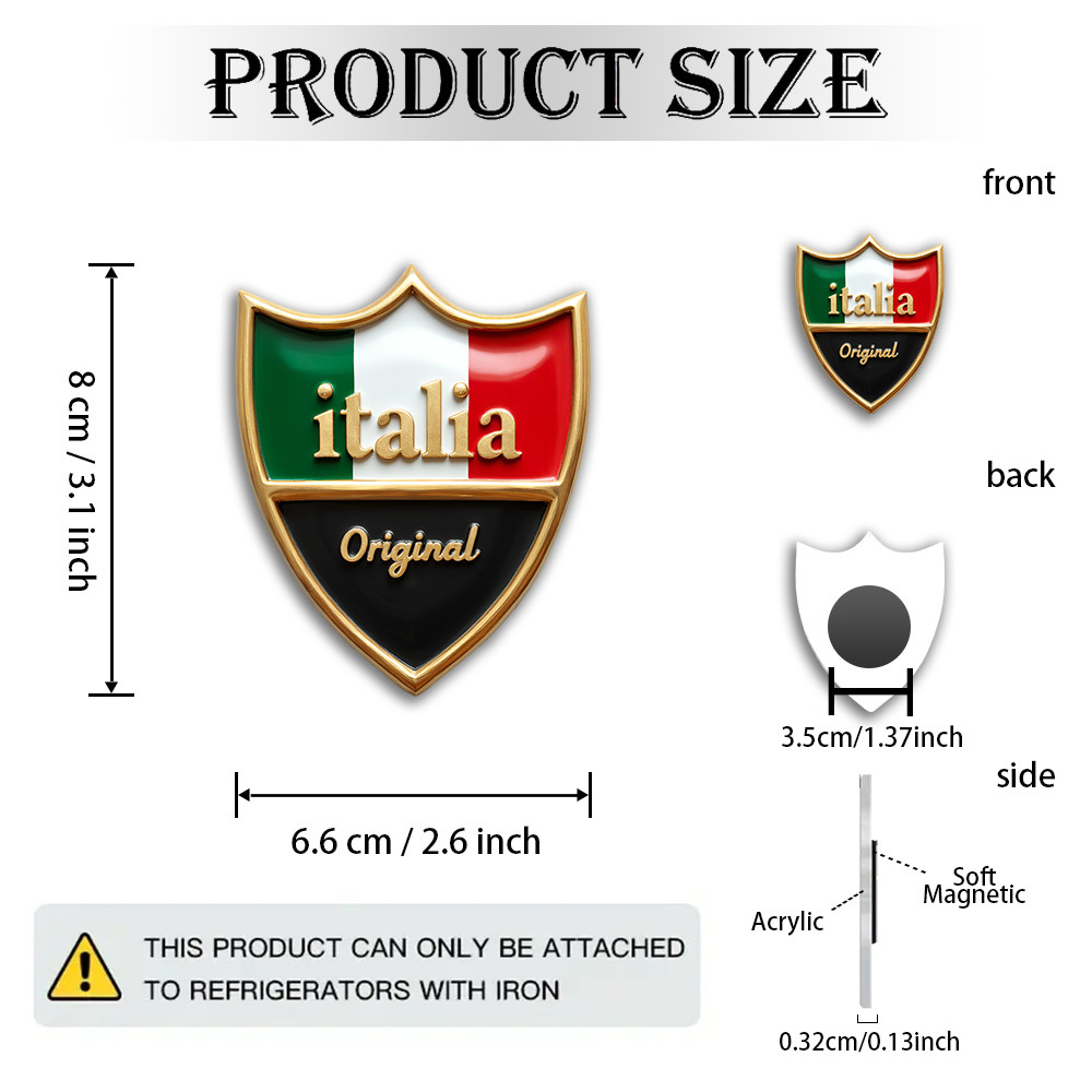 TEMU [Open] 2D Plat 1-delige Italiaanse Schild Magneet, Geschikt voor Italiaanse Cultuur Liefhebbers, Acryl en Rubber Materiaal, Opvallend Italiaans