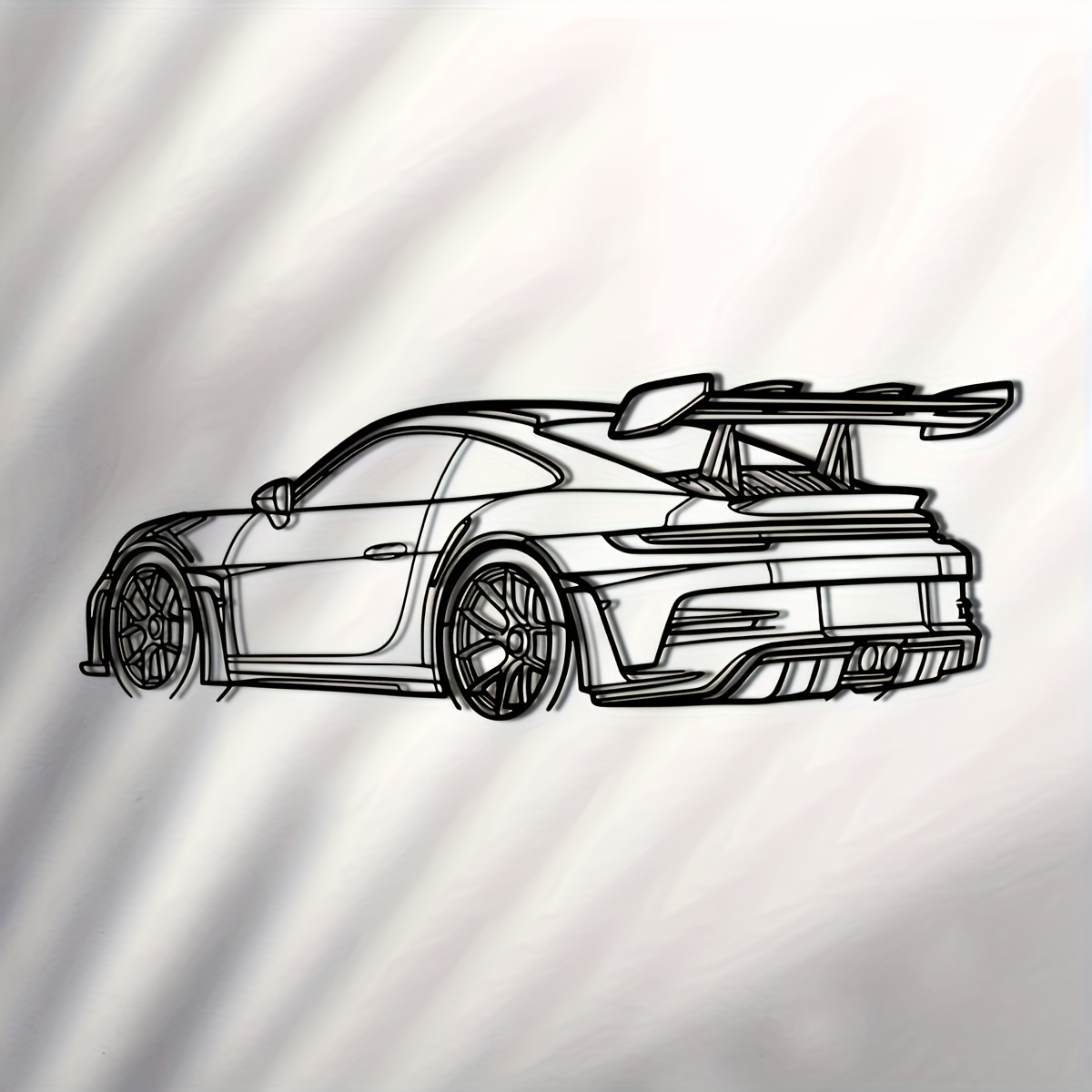 TEMU 2d Flat, 1pc 2d Printed Minimalist Sports Car Acrylic Wall Art, 15.74 X 5.86 Inches, Stylish Design With Spoiler And Exhaust Pipe, Easy To Hang