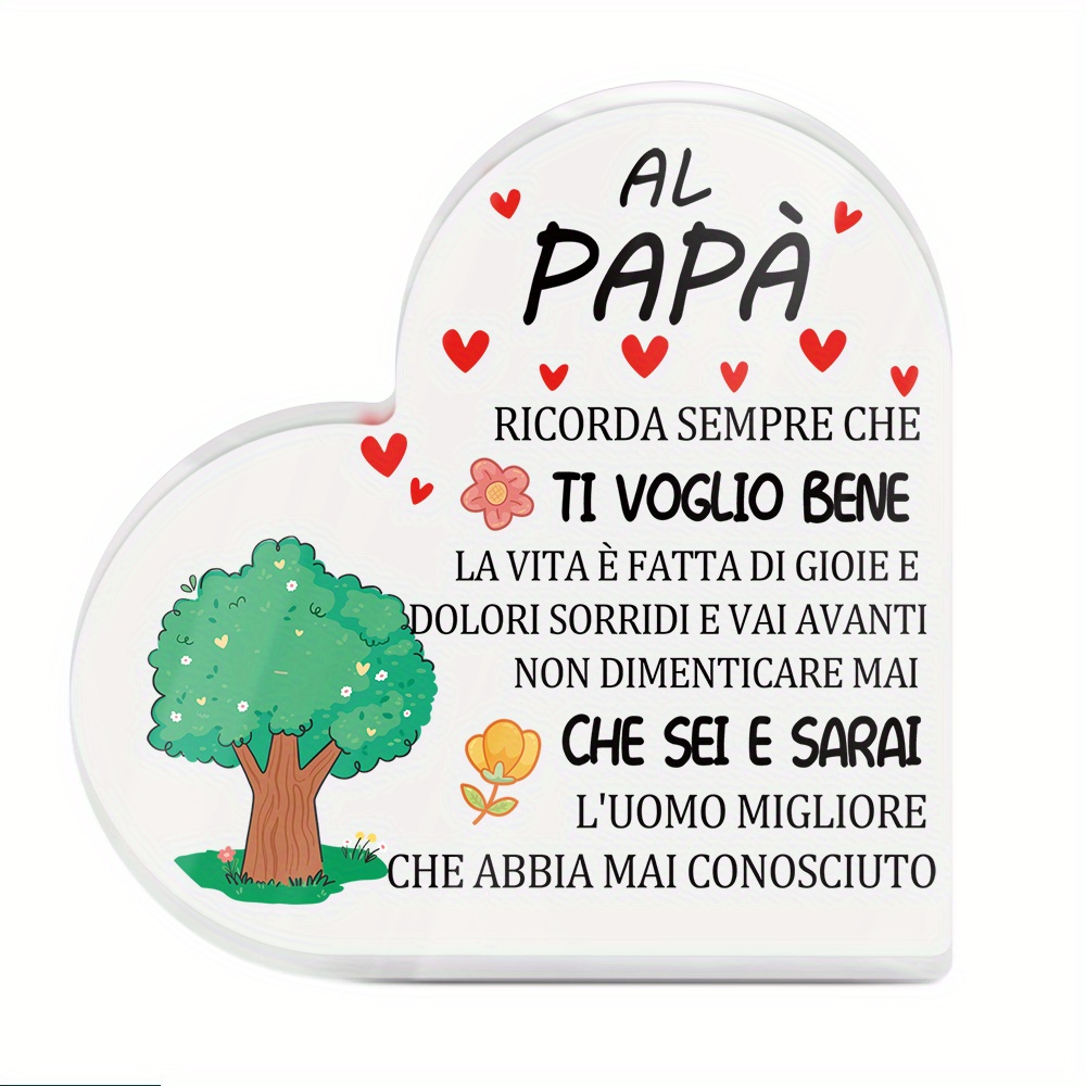 TEMU Putuo Decor 1pc Shaped Acrylic Sign Table Decor Party Centerpiece Decoration, Al Papà Che Bene, Desktop Centerpiece Decorations For Home Room,