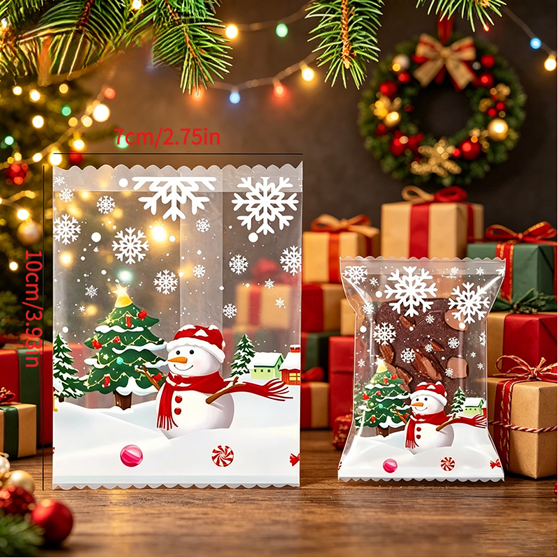 TEMU 48/98pcs Transparent Plastic Packaging, Christmas Snowflake Gift Bag - Transparent Plastic Packaging, Suitable For Holiday Parties, New Year,