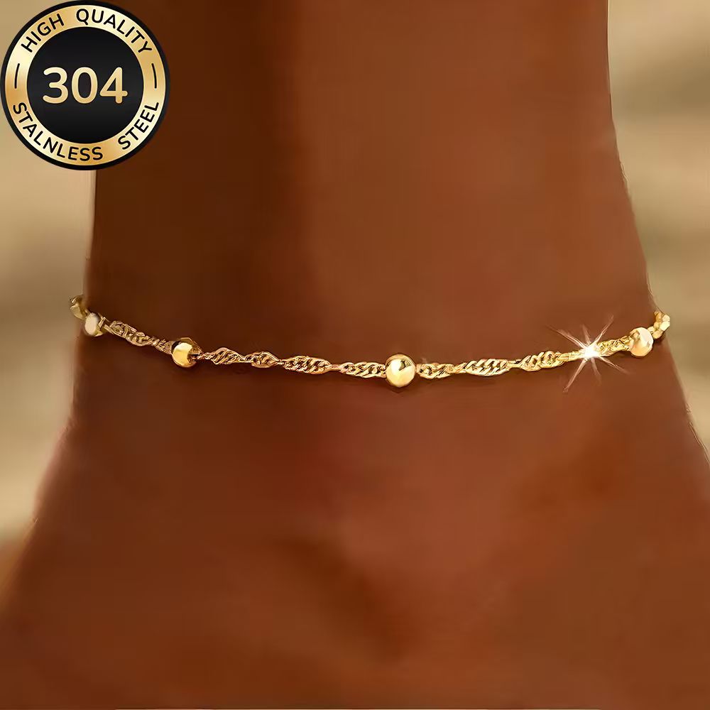 High-quality Stainless Steel Golden Anklet, Anti-fading, Easy And Elegant, Suitable For Fashionable Ladies' Anklets For Daily Wear Or Parties, Jewelry Additions, Is A Delicate Gift For Women